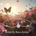 wholesale 925 Sterling Silver Blue Crystal Butterfly Charm Ankle Anklet for Women-0-4