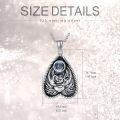 wholesale 925 Sterling Silver Teardrop Moonstone Rose Flower Pendant Necklace with Multi-Language Engraved Backplate - Gothic  for Her on Mothers Day & Christmas-0-3