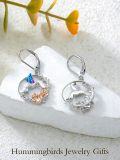 wholesale 925 Sterling Silver Hummingbird & Flower Leverback Drop Dangle Earrings Gift-0-1