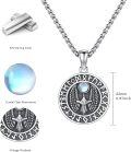 wholesale 925 Sterling Silver Norse Raven Moonstone Runes Pendant Necklace-0-5