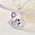 wholesale 925 Sterling Silver Mom Heart Shape Animal Pendant Necklaces for Women Girls Family Love Gift-0-88