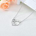 wholesale 925 Sterling Silver Cat Heart Pendant with Cubic Zirconia - Hypoallergenic Jewelry for Women and Girls-0-2