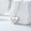 wholesale 925 Sterling Silver Heart Angel Wing Footprint Pendant Necklace for Women Girls  43cm Chain Length-0-3