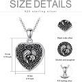 wholesale 925 Sterling Silver Photo Heart Pendant with Floral Engraving and Mother & Child Design - Holds Pictures Inside for Women's -0-4