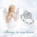 wholesale TOUPOP Memorial Gifts For Women Cremation Jewelry For Ashes 925 Sterling Silver Ashes Ring For Women Crystal Heart/sunflower/paw Print/angle Wing Urn Ring Memorial Jewelry Birthday Gifts For Women -0-1