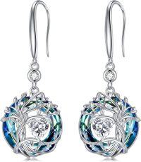 wholesale 925 Sterling Silver Austrian Crystal Tree of Life Birthstone Dangle Earrings for Women-04-Apri-Diamond