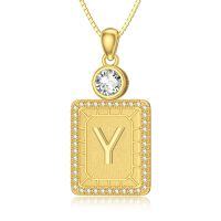 wholesale 925 Sterling Silver A-Z Initial Pendant Necklaces for Women-Y