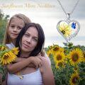 wholesale 925 Sterling Silver Mom Heart Pendant with Yellow Sunflower and Blue Butterfly Necklaces for Women-0-5