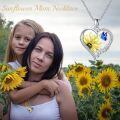 wholesale 925 Sterling Silver Two Tone Sunflower Mom Heart Necklace With Blue Butterfly-0-5