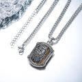 wholesale 925 Sterling Silver Tiger's Eye Stone Lion Head Pendant Necklace  for Men Gothic Punk Rock Jewelry-0-1