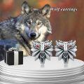 wholesale 925 Sterling Silver Wolf Head Stud Earrings with Red Eyes and Spikes - Gothic s for Women & Men-0-3