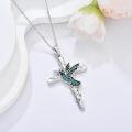wholesale 925 Sterling Silver Turquoise Ribbon Cross Pendant Necklace s for Women-0-2