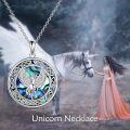 wholesale 925 Sterling Silver 925 Oxidized Round Celtic Pegasus Pendant Necklace w/Abalone Shell Inlay & Chain for Women-0-5