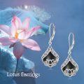 wholesale Sterling Silver Lotus Earrings with Moonstone Amber Onyx Lapis Larimar Rose Quartz Moss Agate-0-4