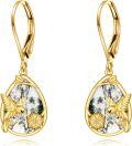 wholesale 14K Gold Yellow Resin Bee Honeycomb Daisy Flower Drop Dangle Lever Back Earrings for Women-0-0