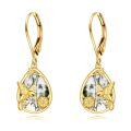 wholesale 14K Gold Yellow Resin Bee Honeycomb Daisy Flower Drop Dangle Lever Back Earrings for Women-0-0