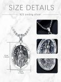 wholesale 925 Sterling Silver Oxidized Saint Peregrine Pray For Us Oval Pendant Necklace-0-1