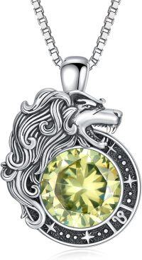 wholesale Metal Stone Zodiac Necklace Constellation Pendant Horoscope Gift for Women-Leo(August)