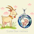 wholesale 925 Sterling Silver Blue Crystal Round Goats Head Pendant Necklaces for Women Girls Gifts Jewelry Accessories-0-4