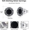wholesale 925 Sterling Silver Celtic Knot Black Onyx Stud Earrings 6mm Round Gothic Jewelry for Women and Men-0-1