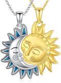 wholesale 925 Sterling Silver Sun & Moon Faces Pendant Necklaces for Couples BFF-0-0