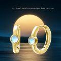 wholesale Gold 925 Sterling Silver Blue Moonstone Hoop Earrings for Women and Girls-0-5