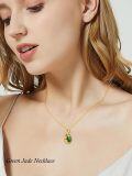 wholesale 925 Sterling Silver and Green Jade Pendant Necklace with Sunflower & Honeybee Design - Gift Ideas for Her-0-1