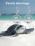 wholesale 925 Sterling Silver Palm Tree Turtle Drop Earrings for Women-0-3