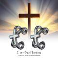 wholesale 925 Sterling Silver & Opal Black Cross Ear Cuff Non-Pierced Cartilage Clip-On Helix Earrings for Women-0-5