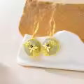 TOUPOP 14K Gold Plated Sterling Silver Round Natural Jade Earrings-0-4