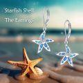 wholesale 925 Sterling Silver Blue Opal Starfish Leverback Dangle Earrings for Women Girls  4cm Long-0-3