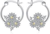 wholesale Sterling Silver Animal Hoop Earrings Cute Small Jewelry Gifts for Women Girls-Daisy flower hoop earrings