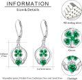 wholesale 925 Sterling Silver Green Crystal Clover Heart Drop Earrings 4å¶èçå½ä¹æ åå è³ç¯-0-5