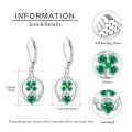 wholesale 925 Sterling Silver Green Crystal Clover Heart Drop Earrings 4å¶èçå½ä¹æ åå è³ç¯-0-5