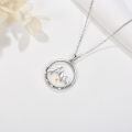 wholesale 925 Sterling Silver Round Pendant with Mountain and Gold Dot Design - Christian Jewelry for Women-0-3