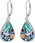 wholesale 925 Sterling Silver Hummingbird Teardrop Abalone Shell Drop Earrings Gift for Women Girls-0-0