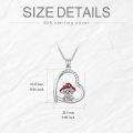 wholesale 925 Sterling Silver Heart-Shaped Mushroom Pendant Necklace with Cubic Zirconia for Women and Girls - Valentine's Gift Idea-0-2