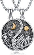 wholesale 925 Sterling Silver Mountain Ying-Yang Pendant Couples Necklaces Matching Set-0-0