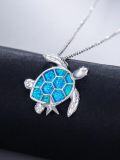 wholesale 925 Sterling Silver Blue Fire Opal Sea Turtle Starfish Pendant Necklace-0-1