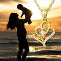 wholesale 14K Gold Heart Pendant with Mom Engraving and Cubic Zirconia Stones - Gift for Mother's Day (18 Inches)-0-1