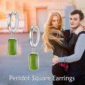 wholesale 925 Sterling Silver Green Jade Rectangle Drop Huggie Hoop Earrings-0-5