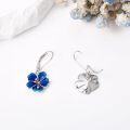 wholesale 925 Sterling Silver Blue Enamel Hibiscus Flower Drop Earrings-0-3