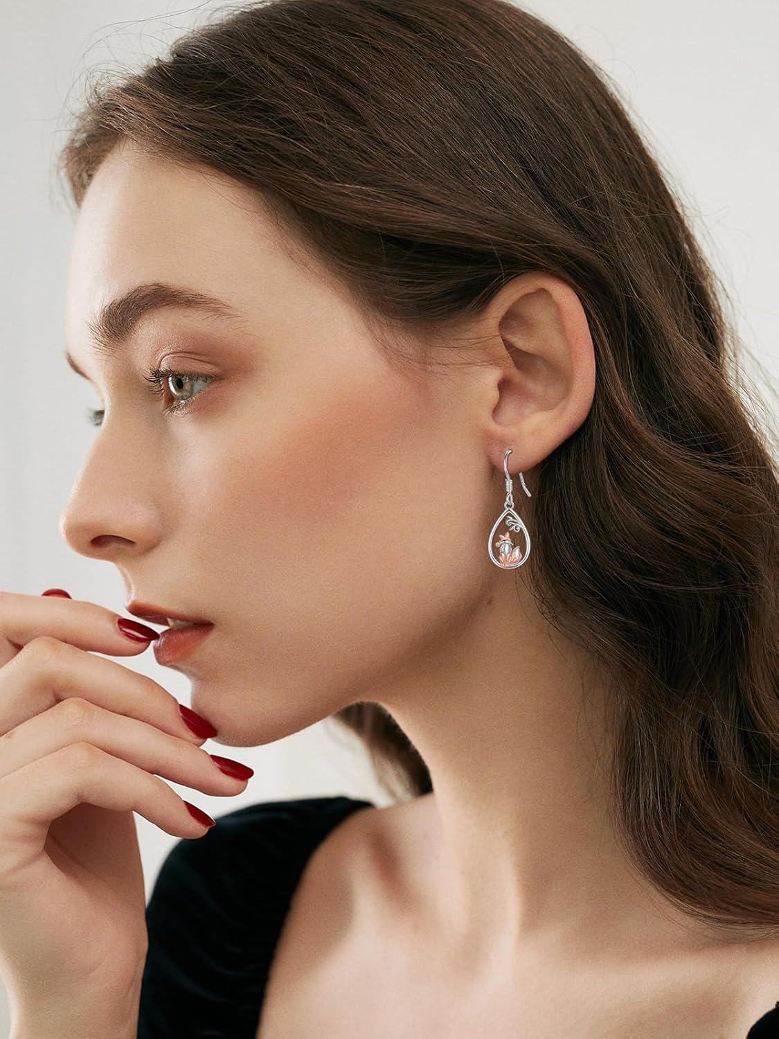 wholesale 925 Sterling Silver Fox Teardrop Dangle Earrings Adorable Animal Jewelry for Girls and Women-0-3