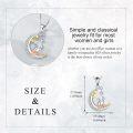 wholesale 925 Sterling Silver Moon & Star Cat Pendant Necklace with CZ Stones and Gold Plated Accents - Gifts for Women-0-3