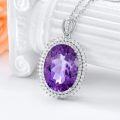 wholesale 925 Sterling Silver & Sparkling Purple Amethyst Crystal Pendant Necklace - 18 Cable Chain, Hypoallergenic, Gift for Women-0-4