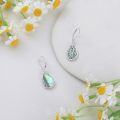 wholesale 925 Sterling Silver with Abalone Shell Lotus Flower Teardrop Dangle Earrings for Women-0-4