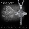 wholesale 925 Sterling Silver Celtic Cross Pendant on Rolo Chain - Irish Knot Design Protection Jewelry for Men (24) -0-5