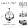 wholesale 925 Sterling Silver Tree Of Life Pendant Necklace With Evil Eye Detail-0-3
