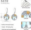 wholesale 925 Sterling Silver Tree of Life & Sunflowers Leverback Earrings for Women Girls Gift-0-5