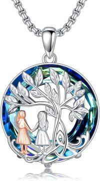 wholesale 925 Sterling Silver Metal Crystal Daisy Heart Tree of Life Pendant Necklace for Women Sisters Gifts-Tree of Life
